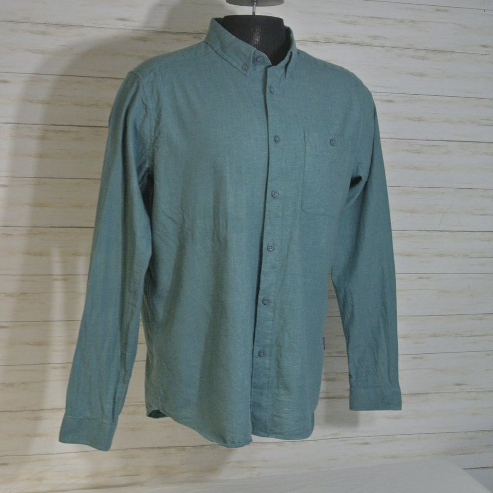 Patagonia Mens Large Blue Cotton Long Sleeve Button Shirt